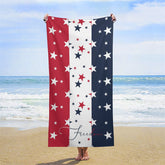 Lofaris Red White Blue American Stars Custom Name Beach Towel